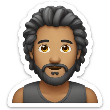 Alto morocho pelo largo cortado a lo costado con barba sticker