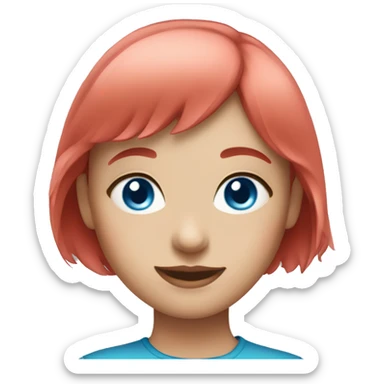 Girl with blue eyes and short red hair and pink bangs sticker