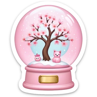 Pastel pink snow globe，Cherry blossom，dream sticker