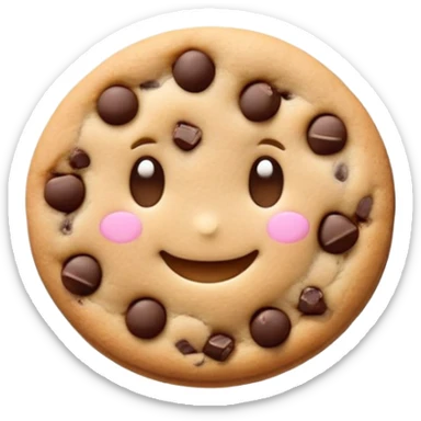 kawaii cookie with chocolate chips and a tiny smiling face sticker