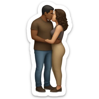 Thick brunette woman kissing lightbrown man  sticker