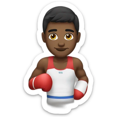 boxer looking at olympic rings sticker