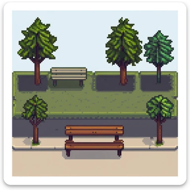 city park with trees and bench sticker