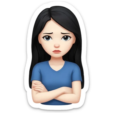 pouty/sad arms crossed emoji woman with long black hair sticker