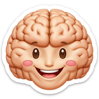 A happy, healthy brain with a smiling face, looking vibrant and energetic sticker