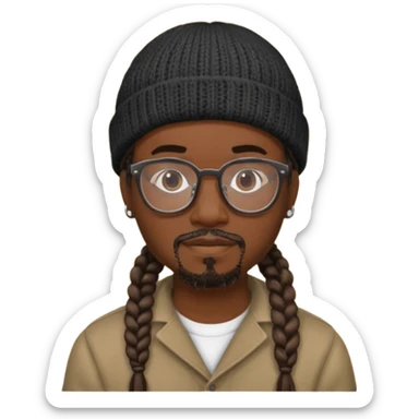 man with braids glasses beanie and goatee sticker