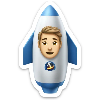 Man flying in a rocket sticker