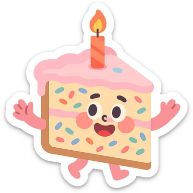 slice of funfetti birthday cake sticker