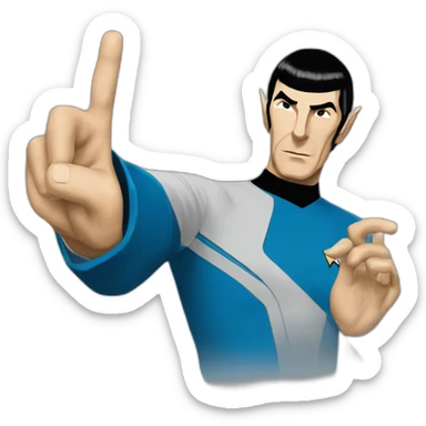 Spock making the Vulcan salute in Starfleet blue uniform (Star Trek) sticker