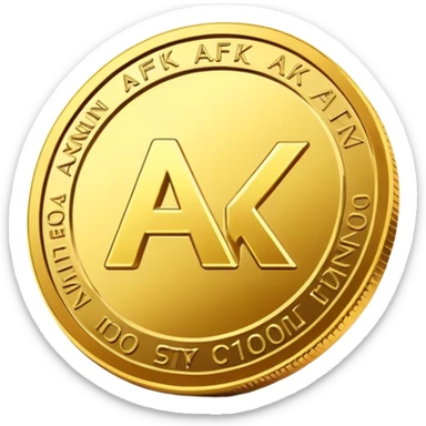 afk text in the gold coin 3d sticker