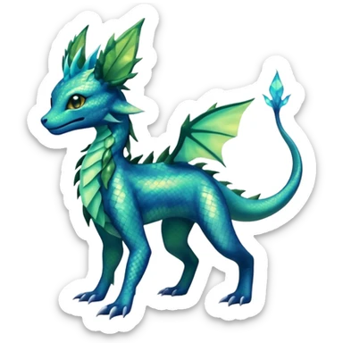 Shiny ethereal elemental swampy Salandit-Leafeon-Vaporeon-hybrid-fusion (full body) sticker