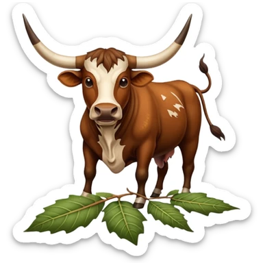 Longhorn Bull stomping on buckeye leaf sticker