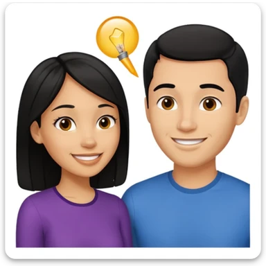 light skin black hair woman talking with a light skin black hair man, we're face to face and happy sticker