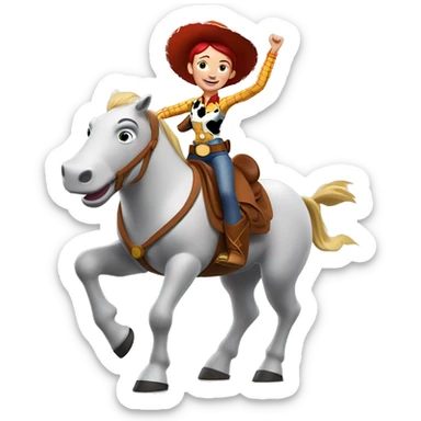 Jessie from Toy Story riding Bullsye sticker