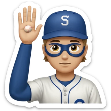 Baseball player, saluting, under eye stickers sticker