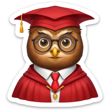owl professor in red collar cloak sticker