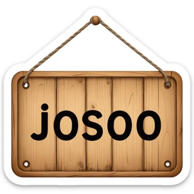 wooden shop sign hanging by two strings, sticker