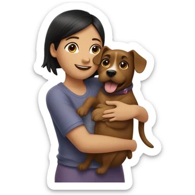 York dog is hugged by a girl sticker