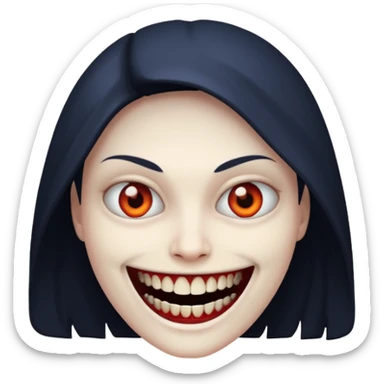 A emoji in which there is a deadly smile like toji from jujutsu kaisen and he is looking towards me scary way sticker
