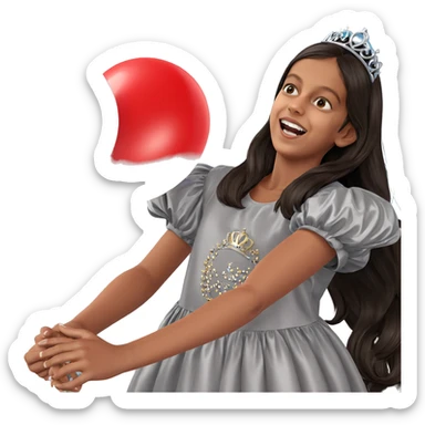 girl with balloon and tiara sticker