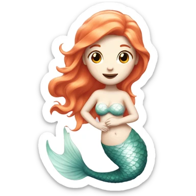 Pale white Mermaid with orange hair and pink tail sticker