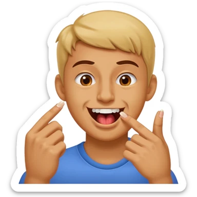 Emoji gêne et content qui mort un seule ongle Et on voit ses dents  sticker