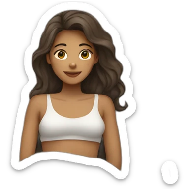 woman light brown skin long dark hair waking up sticker