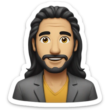 Arabic standup comedian with micro long black hair  sticker