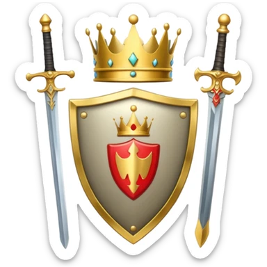 Powerful emoji with only sword, shield and crown sticker