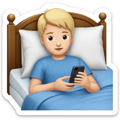 Erzeuge ein Junge Brünette schläft im Bett.Ihr Telefon klingelt sticker