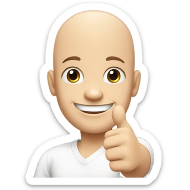 happy bald boy blue-eyed giving thumbs-up no white shirt, just the face and hand sticker