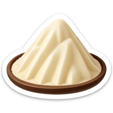 mound of vanilla sugar, light beige to off-white, fine and dry, visible dark vanilla specks, uneven surface, some granules at base, 3D clean style, no faces or extras, transparent background sticker