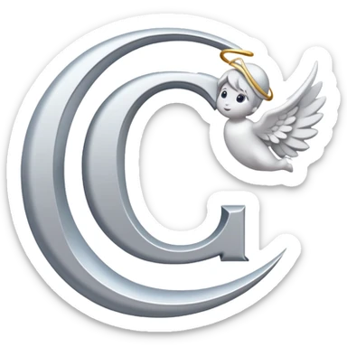 Gray letter C with an angelic halo floating above it, representing Grace/Gracie/graycee sticker