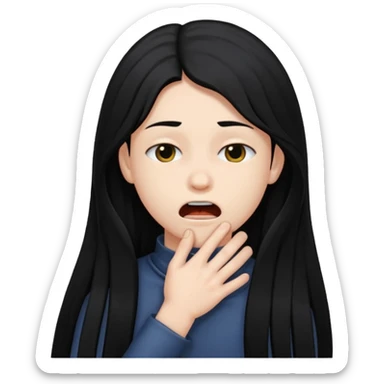 person choking themselves with black long hair  sticker