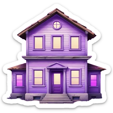 a paneled house from the USSR with a purple light in one of the windows. sticker