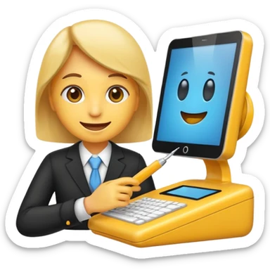 hazme un emoji que le este ayudando a una empresa a dejar de perder tiempo en tareas repetitivas y empezar a centrarse en lo que realmente importa: crecer. sticker