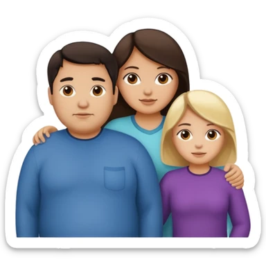 Familia de 4 personas : Hombre gordito,pelo oscuro, Mujer pelo cafe, hija 1 pelo mono , hija 2 pelo oscuro. sticker