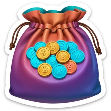 Coins inside brown leather bag, make bag always brown  color

Change coins color in in gradient of turquoise, blue, pink, purple, and coral sticker