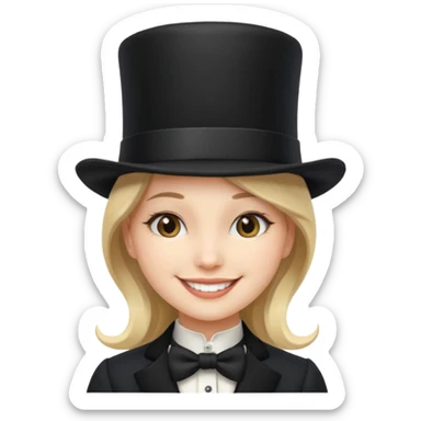 A girl with a top hat sticker