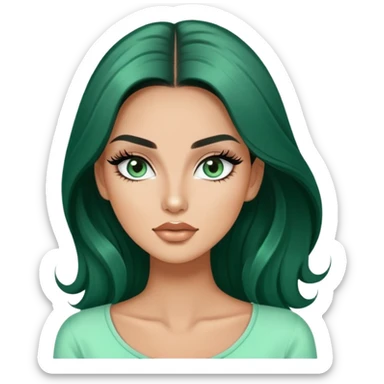 glamorous white fashion model wearing mint green top, with dramatic long eyelashes sticker