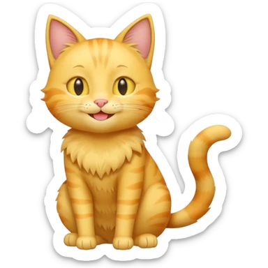 cute yellow smiling cat with full body with note and no clothes sticker