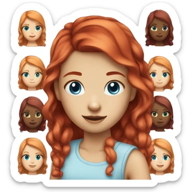 Girl with cherryred hair abd blue eyes sticker