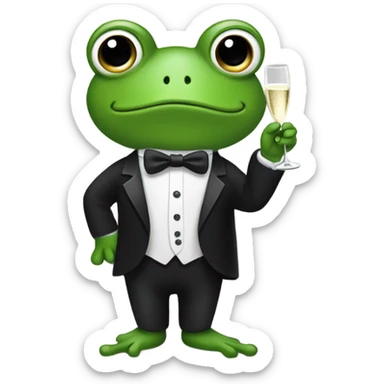 Birthday Frog wearing a tuxedo and drinking champagne  sticker