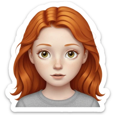 realistic portrait of a ginger girl with grey eyes and pale skin sticker