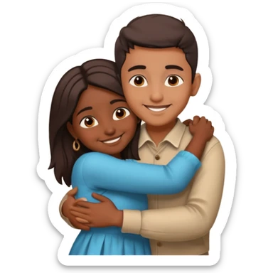 indian boy huggin indian girl from behind sticker