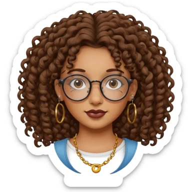 curly glasses earring face tattooed girl sticker
