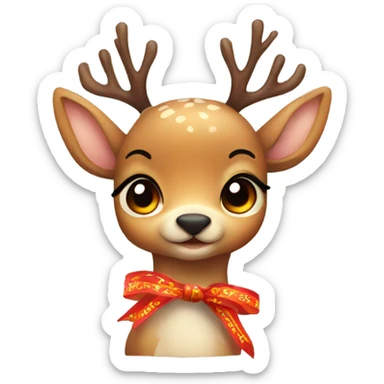 Cute deer with ribbons sticker