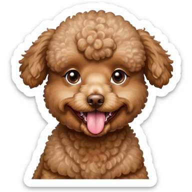 crusty brown tiny poodle dog with tongue out to the side sticker