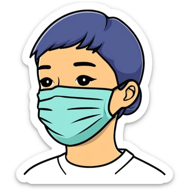 disposable surgical face mask for covid protection, isolated sticker