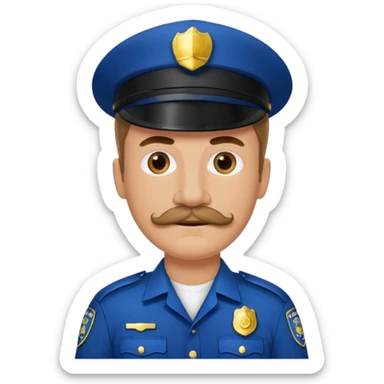 white men with mustache wear police's uniform sticker
